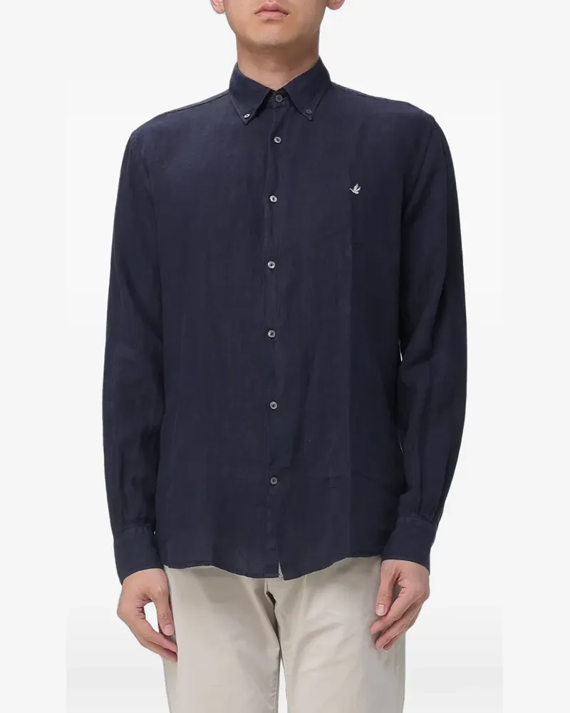 Brooksfield Button-down-Hemd mit Logo - Blau Blau