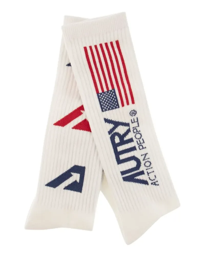AUTRY flag-print socks - Nude Nude