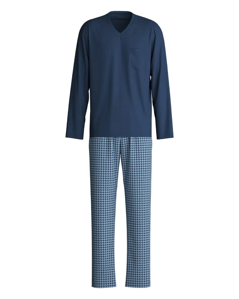 Calida V-neck patterned pyjamas - Blau Blau
