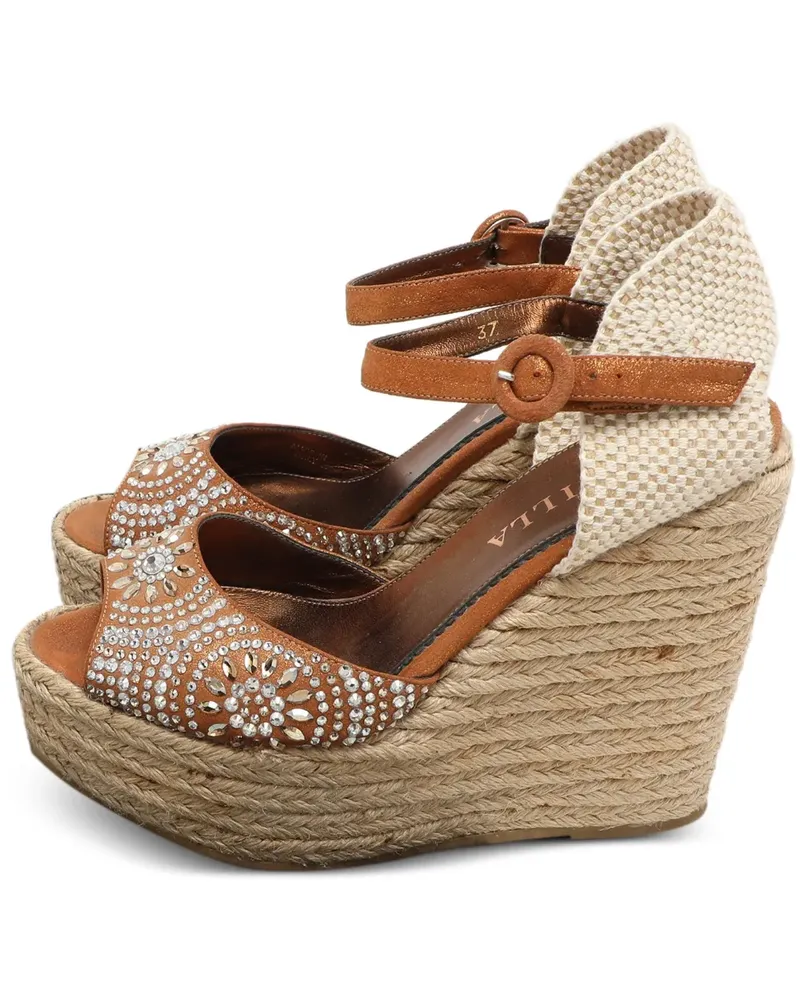 Le Silla Espadrilles mit Kristallen - Braun Braun