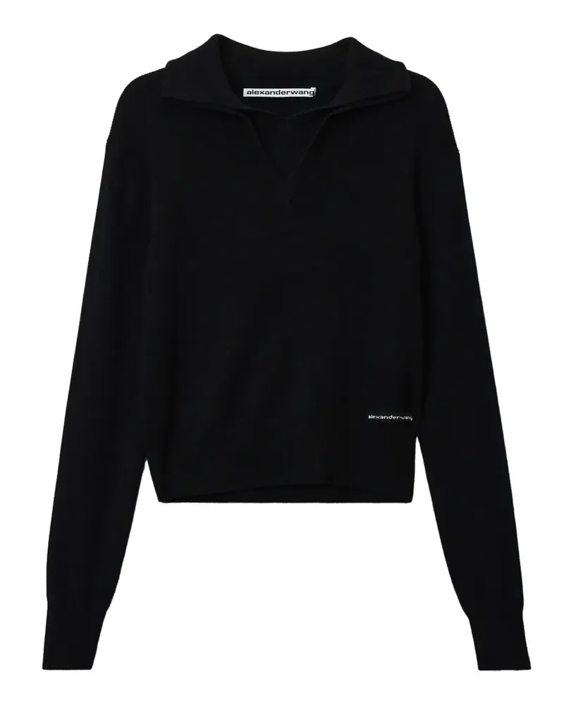 Alexander Wang LS Pullover mit V-Ausschnitt - Schwarz Schwarz