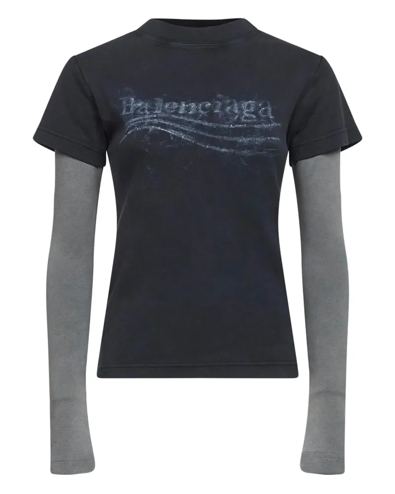 Balenciaga Trompe oeil cotton T-shirt - Schwarz Schwarz