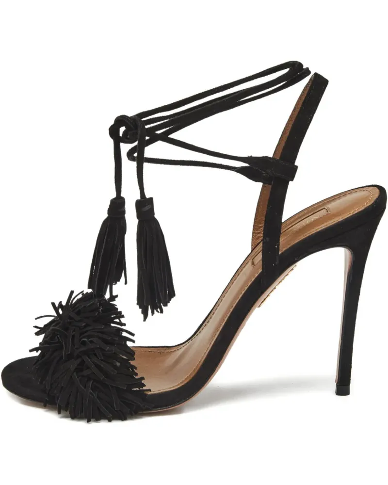 Aquazzura Wild Thing Sandalen mit Fransen - Schwarz Schwarz