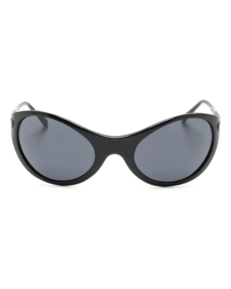 MISBHV 2024 Goa Sonnenbrille mit ovalem Gestell - Schwarz Schwarz