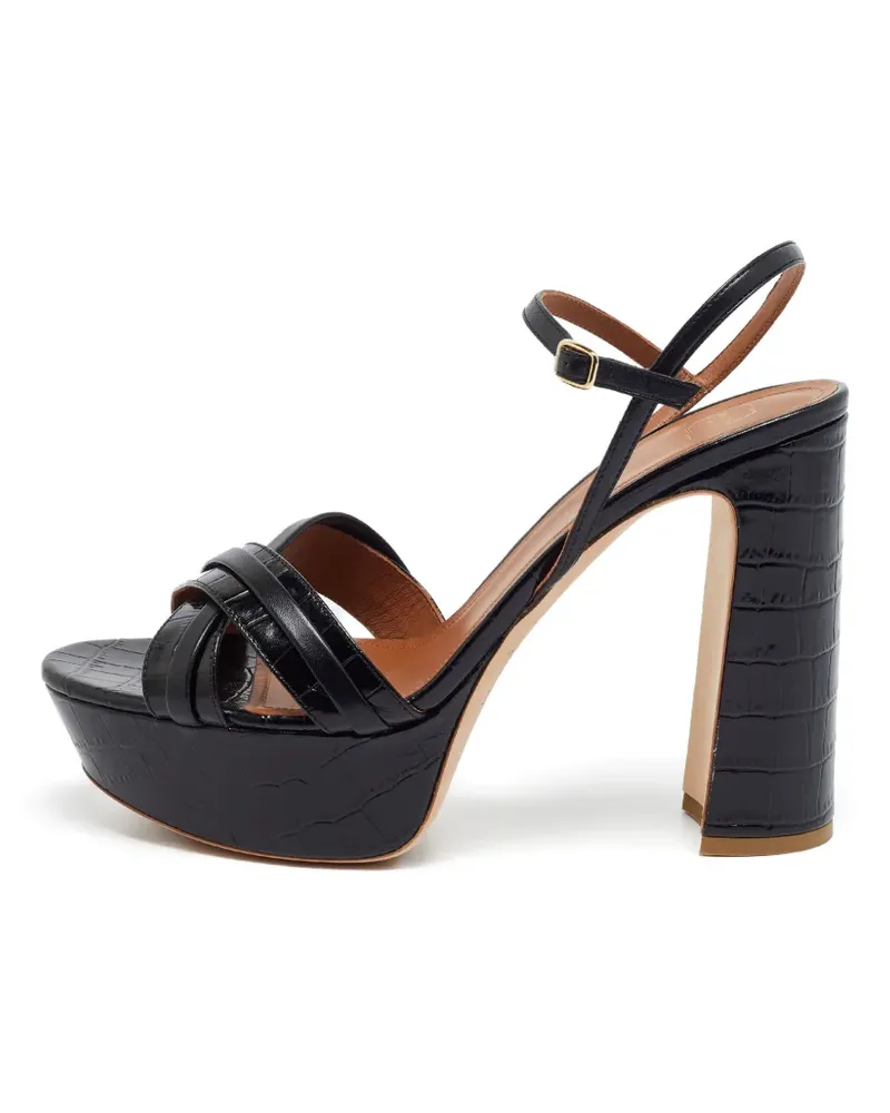 Malone Souliers Mila Plateau-Sandalen mit Kroko-Prägung - Schwarz Schwarz
