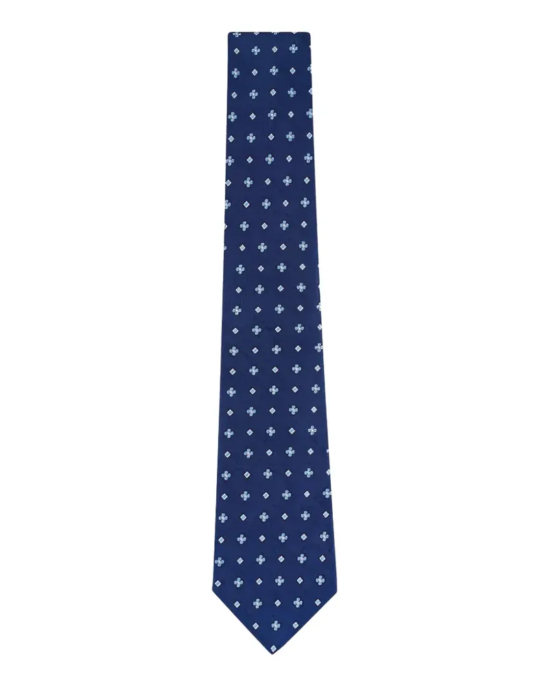 Kiton floral-embroidered silk tie - Blau Blau