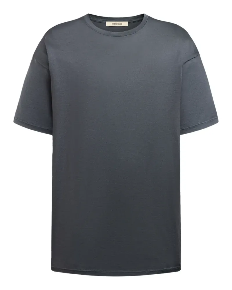 12 STOREEZ T-Shirt aus Seide - Grau Grau