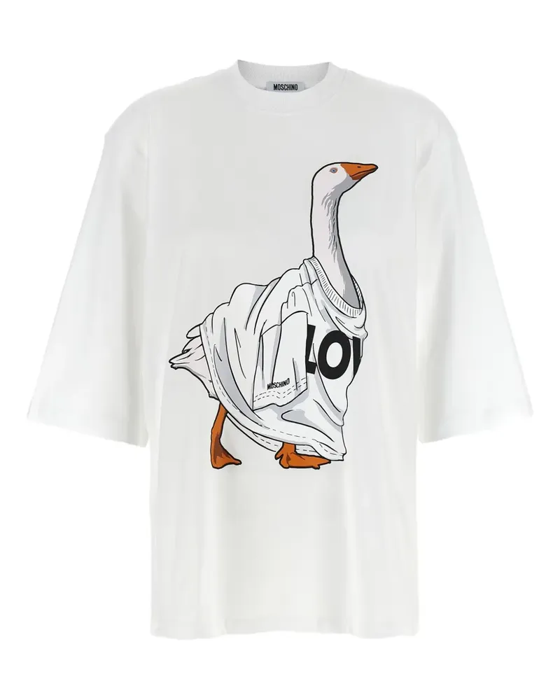 Moschino T-Shirt mit Gänse-Print - Weiß Weiß