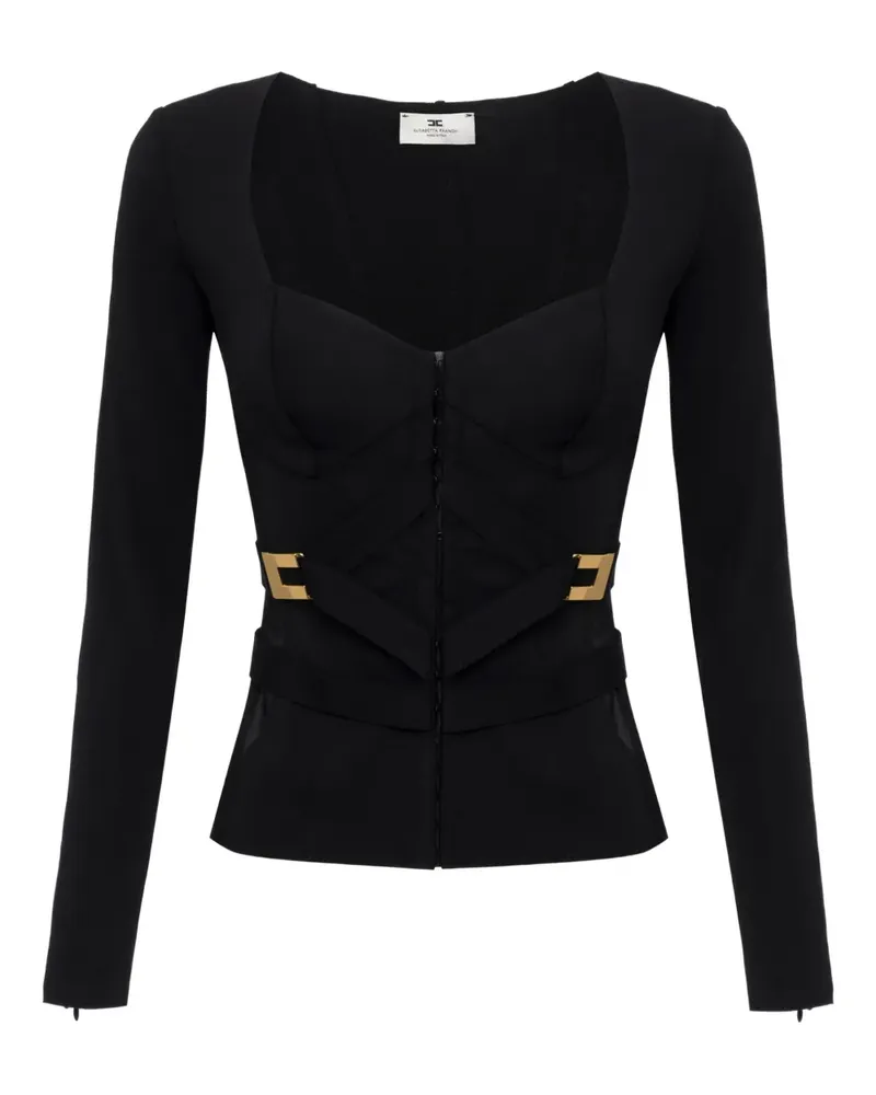 Elisabetta Franchi Langarmshirt mit Corsage-Detail - Schwarz Schwarz