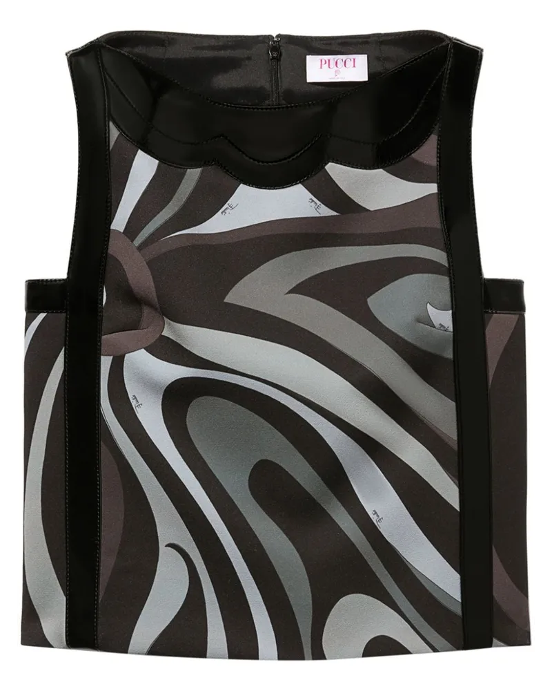 Emilio Pucci Krepptop mit Print - Schwarz Schwarz