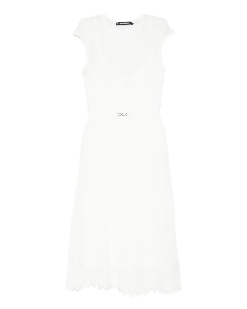 Karl Lagerfeld Midikleid mit Lochstrickmuster - Weiß Weiß