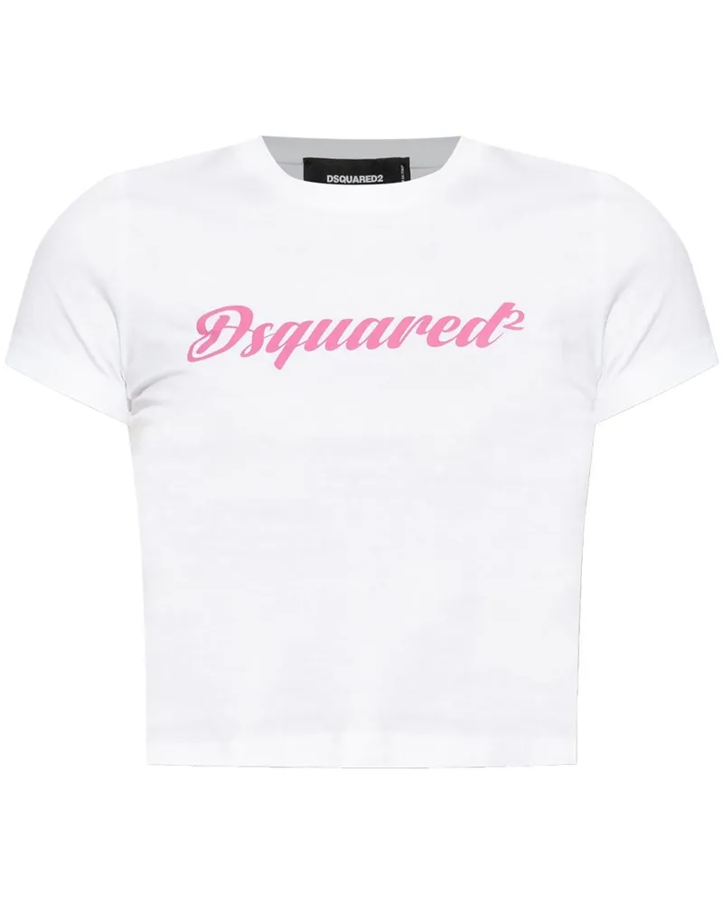 Dsquared2 Cropped-T-Shirt mit Logo-Print - Weiß Weiß
