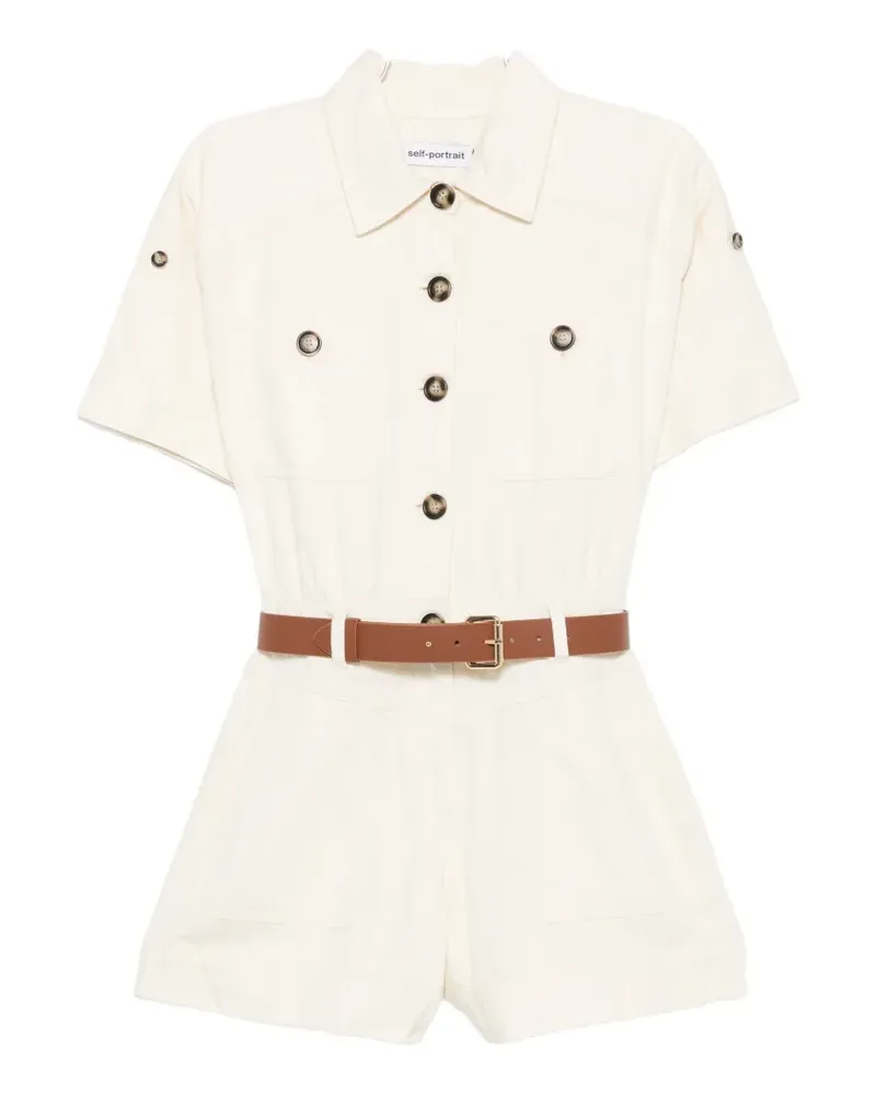 Self-Portrait Kurzärmeliger Playsuit aus Denim - Nude Nude