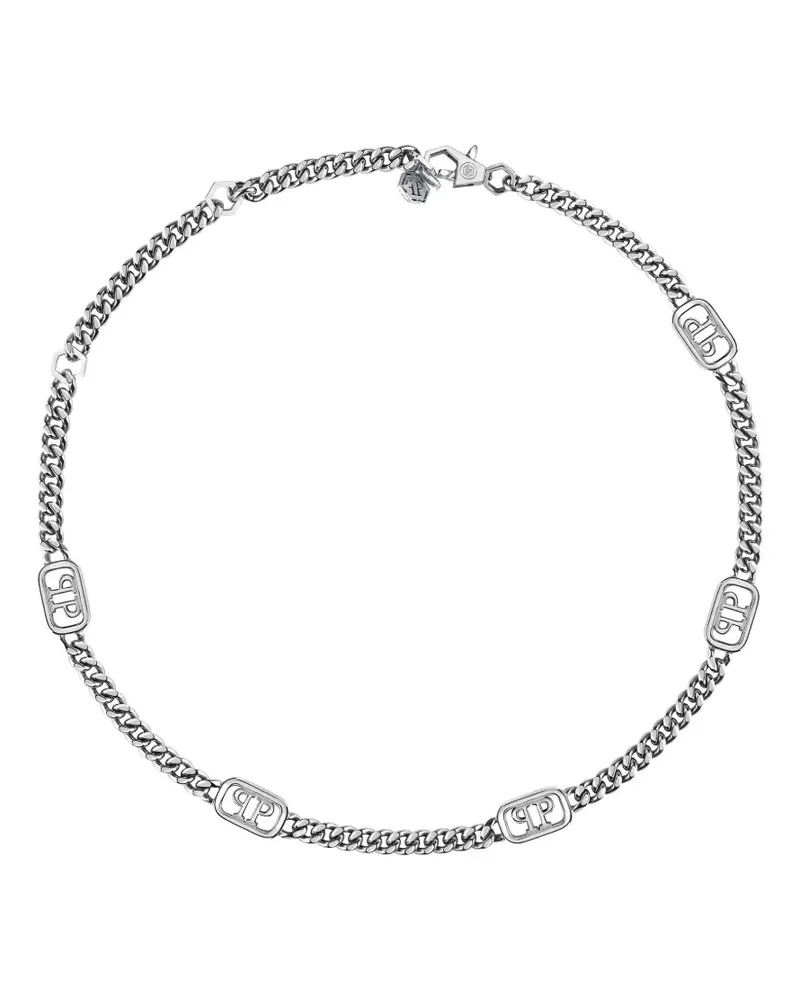 Philipp Plein Lettering logo-chain necklace - Silber Silber