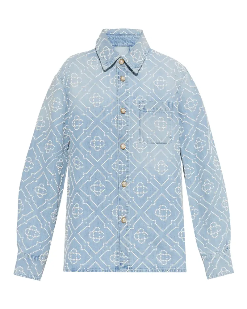 Casablanca Paris monogram-embellished denim shirt - Blau Blau