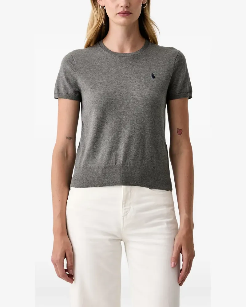 Ralph Lauren Gestricktes T-Shirt mit Logo-Stickerei - Grau Grau