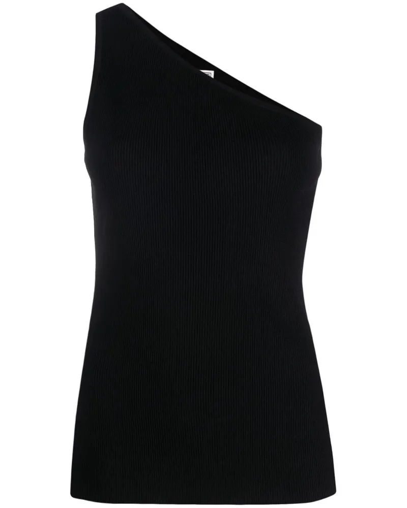 Totême Geripptes One-Shoulder-Top - Schwarz Schwarz