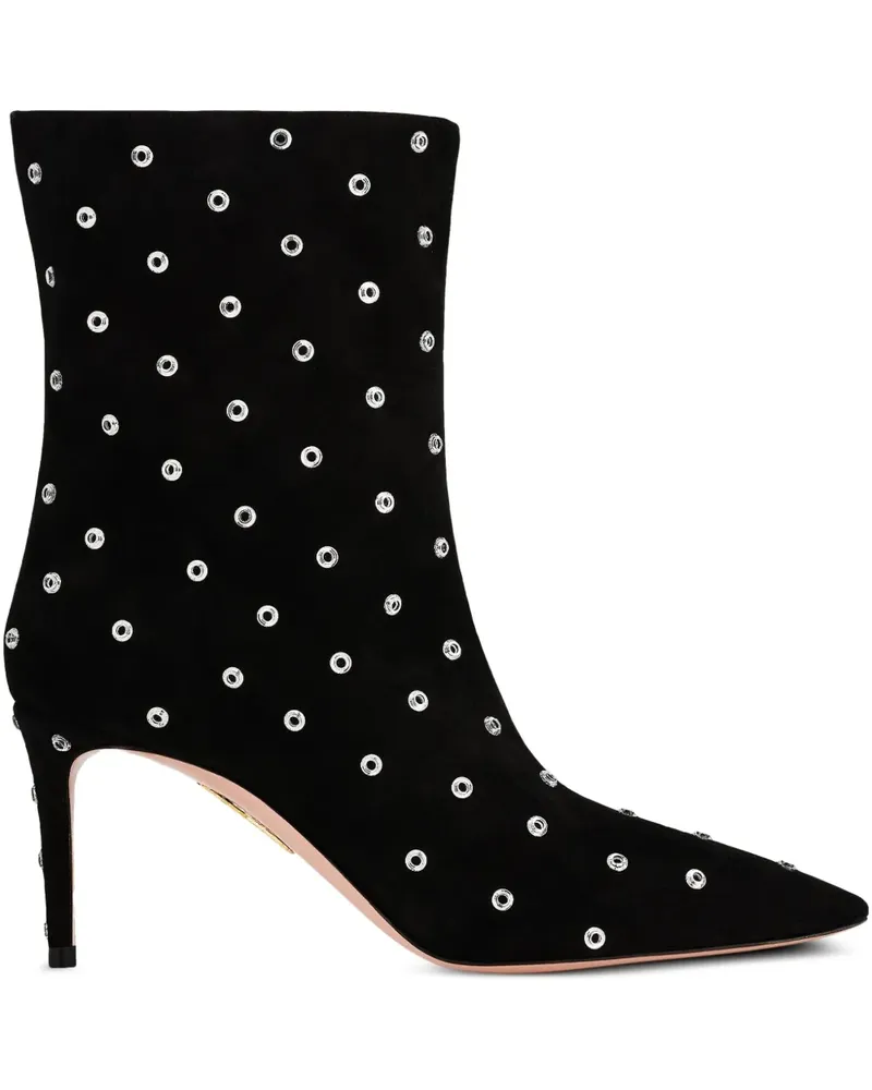 Aquazzura Matignon Stiefel mit Kristallen 75mm - Schwarz Schwarz