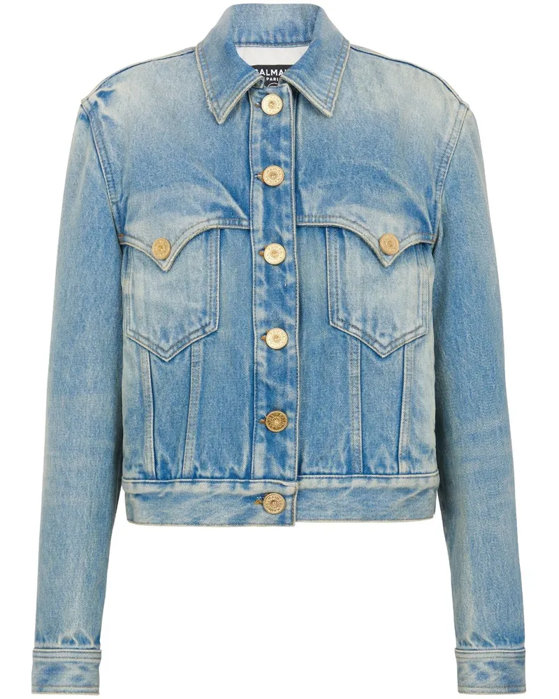 Balmain Jeansjacke mit Stone-Wash-Effekt - Blau Blau