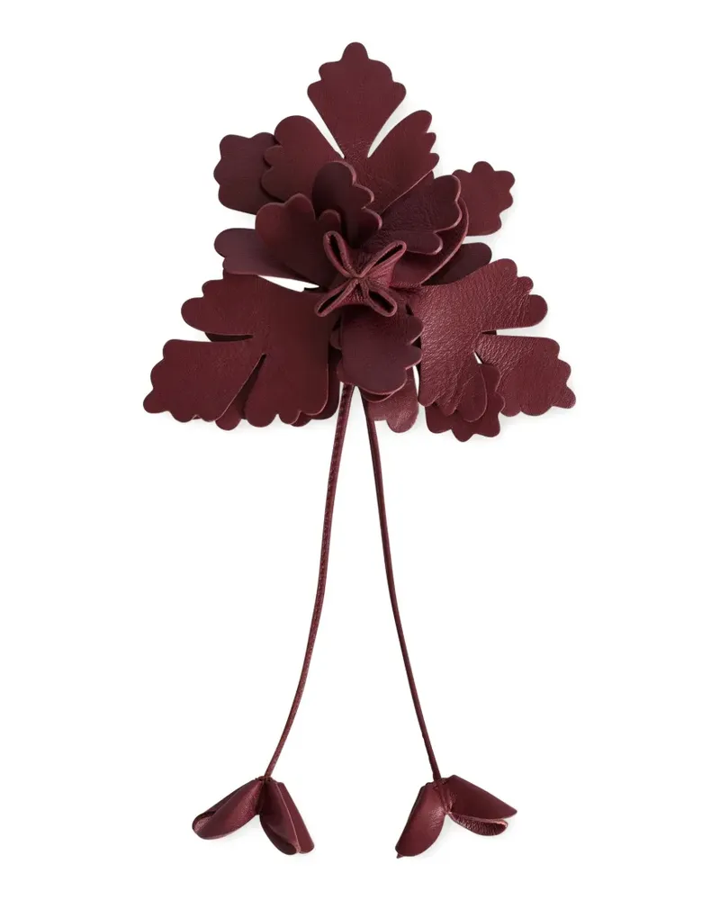 Alberta Ferretti Brosche aus Leder mit Blumenmotiv - Rot Rot