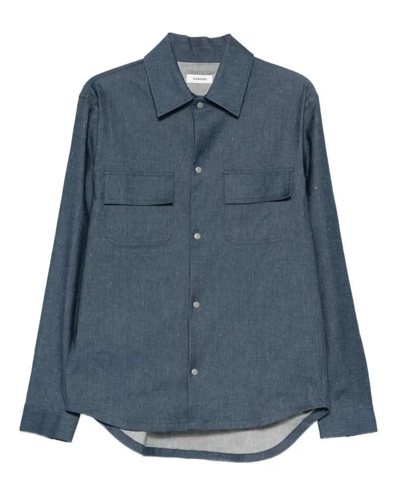 Sandro Langärmeliges Hemd mit Brusttasche - Blau Blau