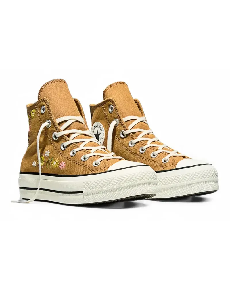Converse Chuck Taylor Lift Sneakers mit Blumenstickerei - Braun Braun