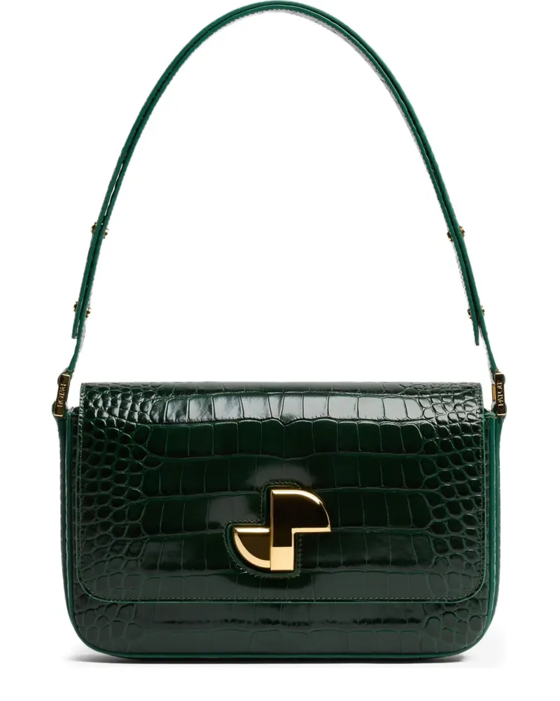 Patou Le Lock Tasche mit Kroko-Muster - Grün Grün