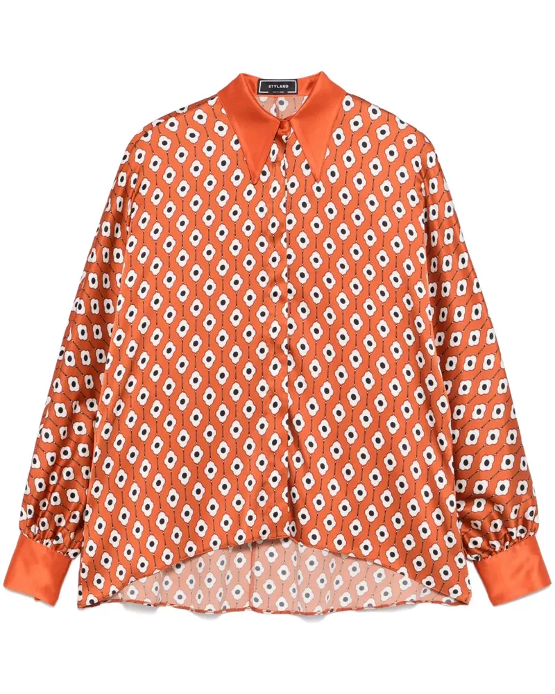STYLAND Hemd mit Blumen-Print - Orange Orange