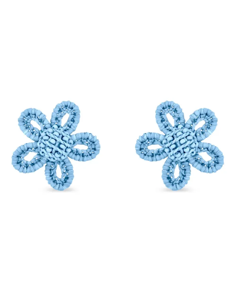Oscar de la Renta Flower Ohrringe mit Perlen - Blau Blau