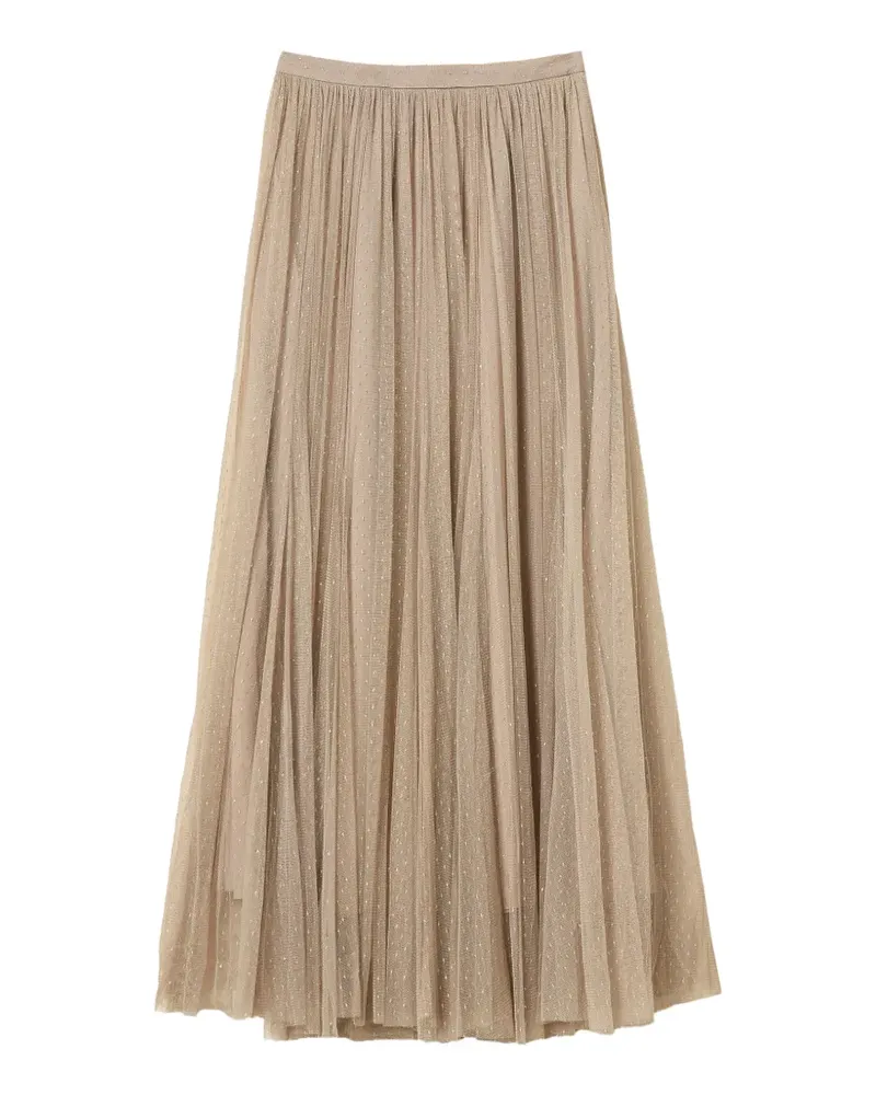 Twin-Set long tulle skirt with lurex - Nude Nude