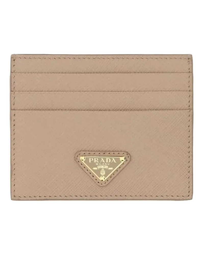 Prada logo-plaque wallet - Nude Nude