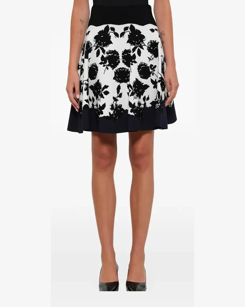 Alexander McQueen Floraler Rock in A-Linie - Schwarz Schwarz