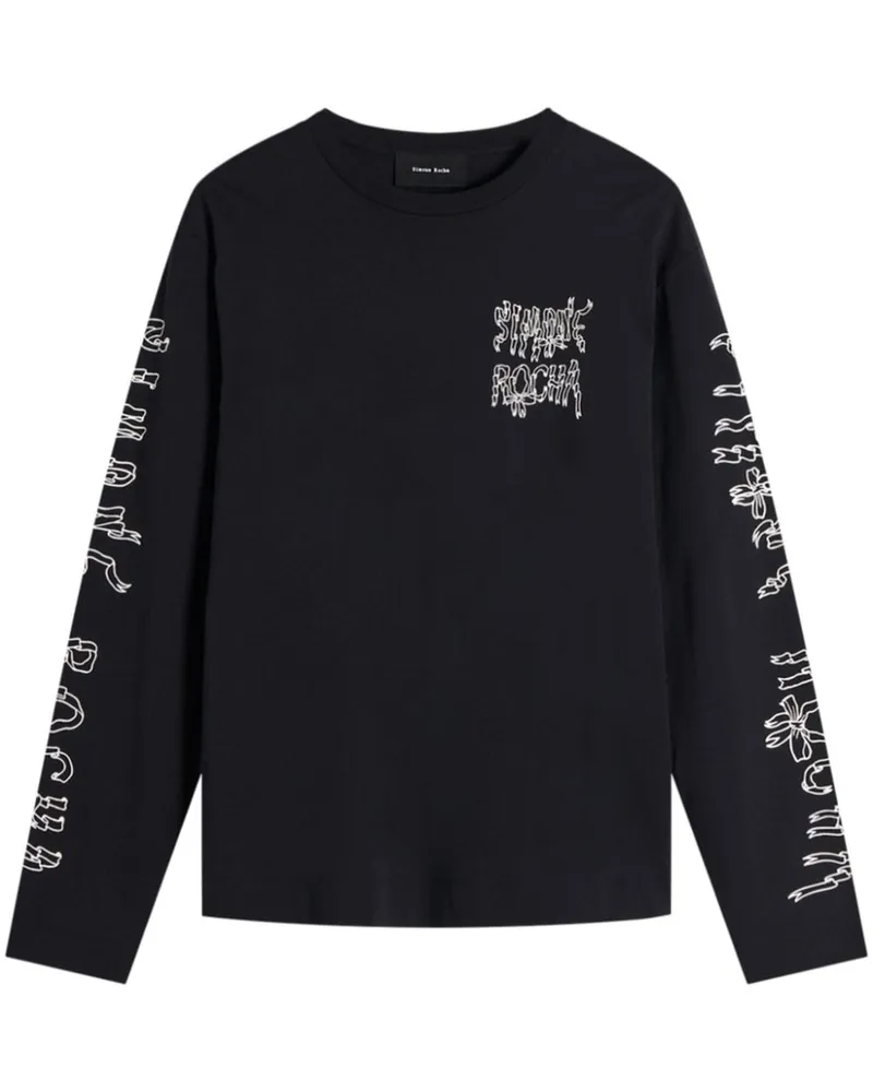 Simone Rocha Oberteil mit grafischem Logo-Print Schwarz