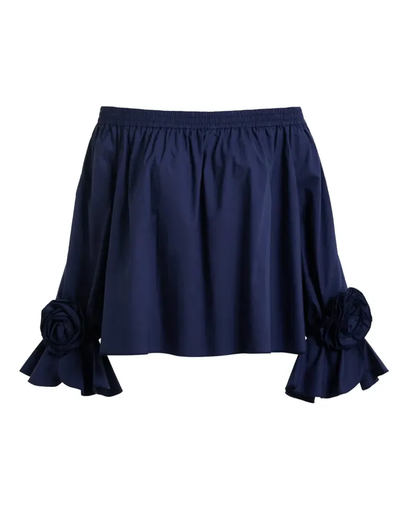 Essentiel Schulterfreie Bluse mit Rosette-Detail - Blau Blau