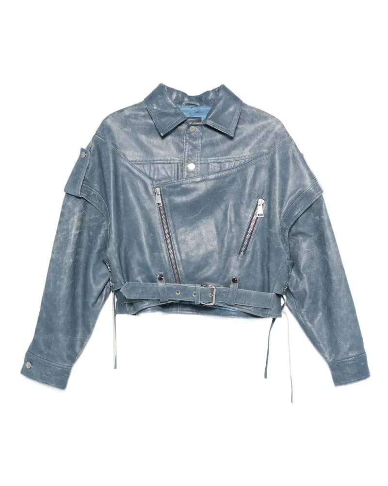 Manokhi cropped leather jacket - Blau Blau