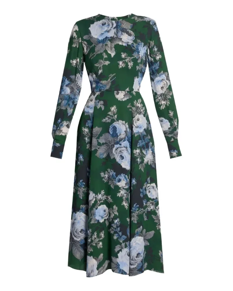Erdem floral-print long-sleeve dress - Grün Grün