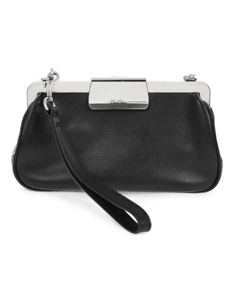 Max Mara snap-closure leather clutch bag - Schwarz Schwarz