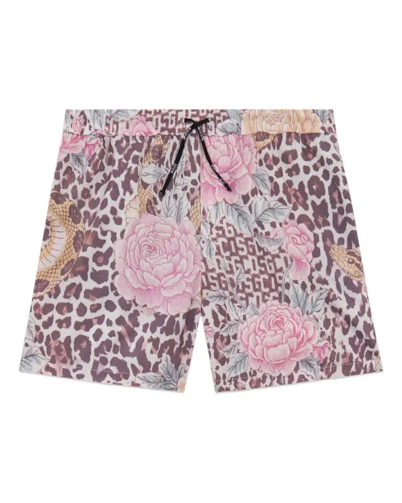 GCDS Badeshorts mit Blumen-Print - Nude Nude