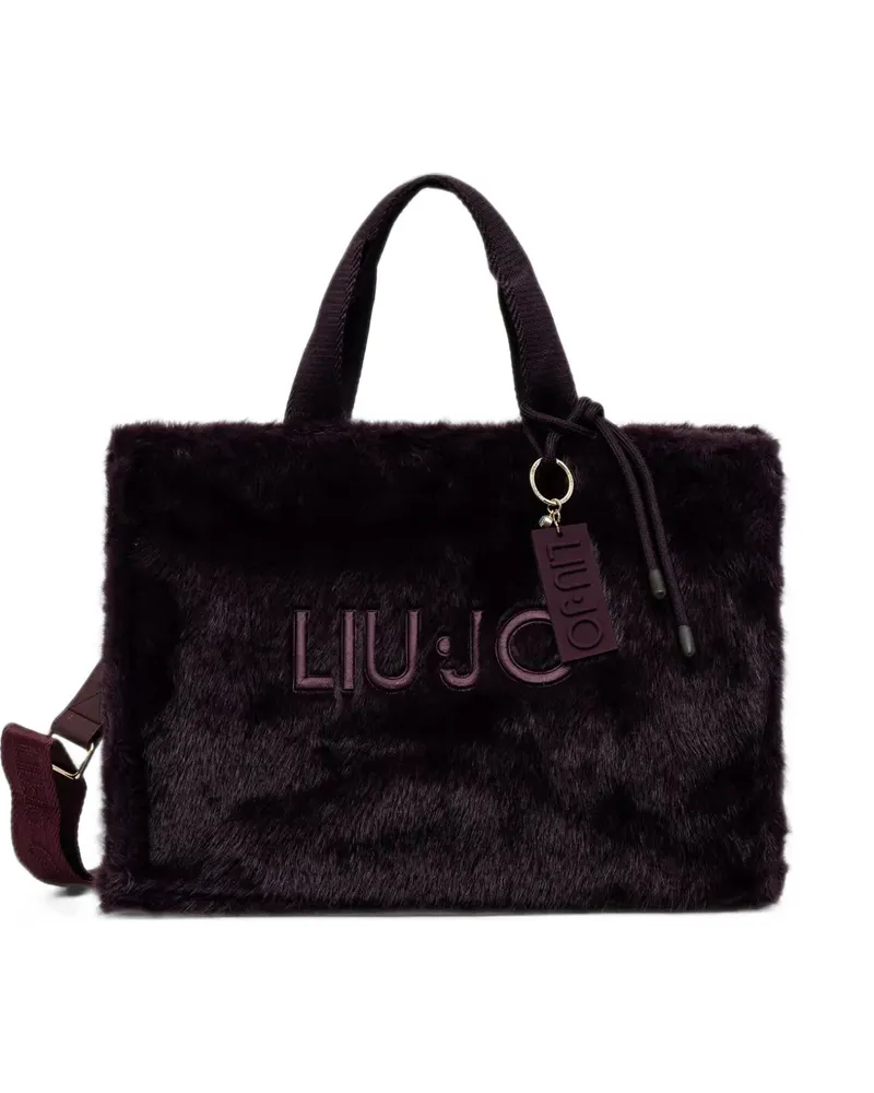 Liu Jo large faux-fur logo-embroidered tote bag - Rot Rot