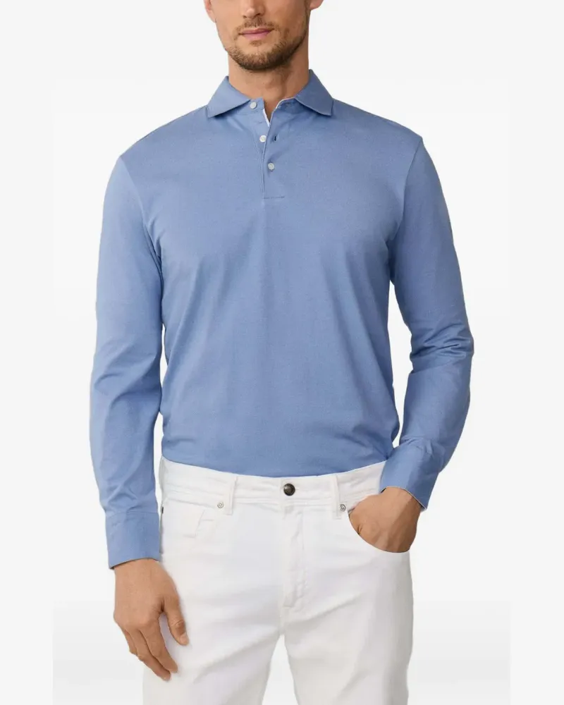 Hackett Langärmeliges Poloshirt aus Jersey - Blau Blau