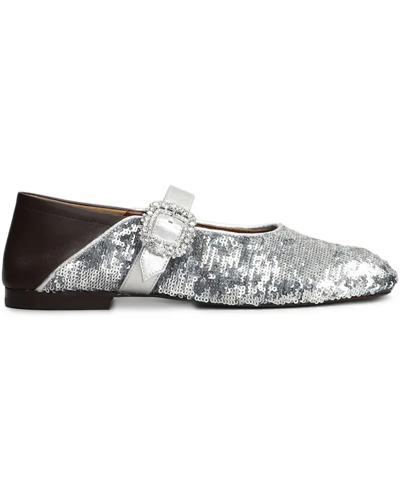 Wales Bonner Ballerinas mit Pailletten - Silber Silber