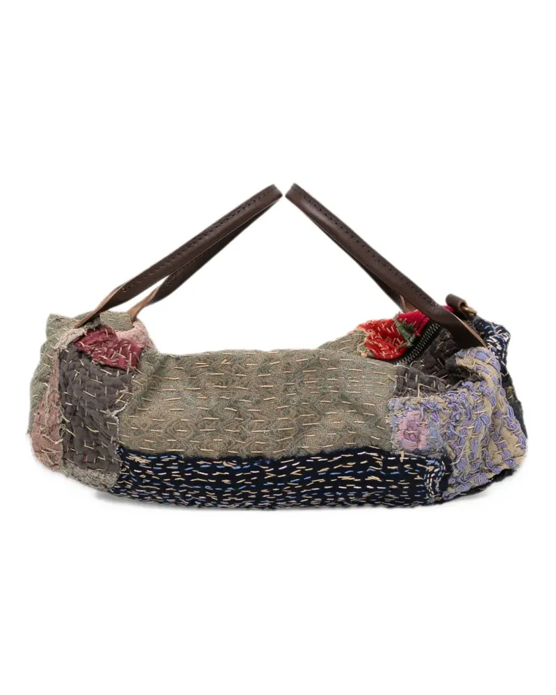 BY WALID patchwork bead-embellished tote bag - Grün Grün