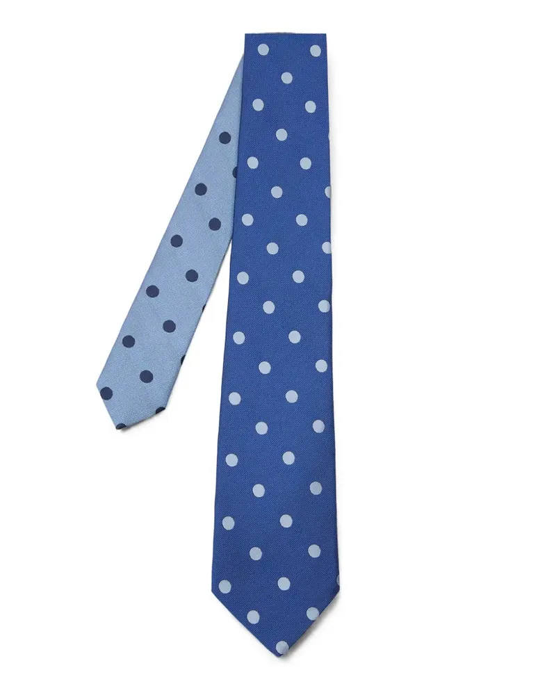 Paul Smith Zweifarbige Seidenkrawatte mit Polka Dots - Blau Blau