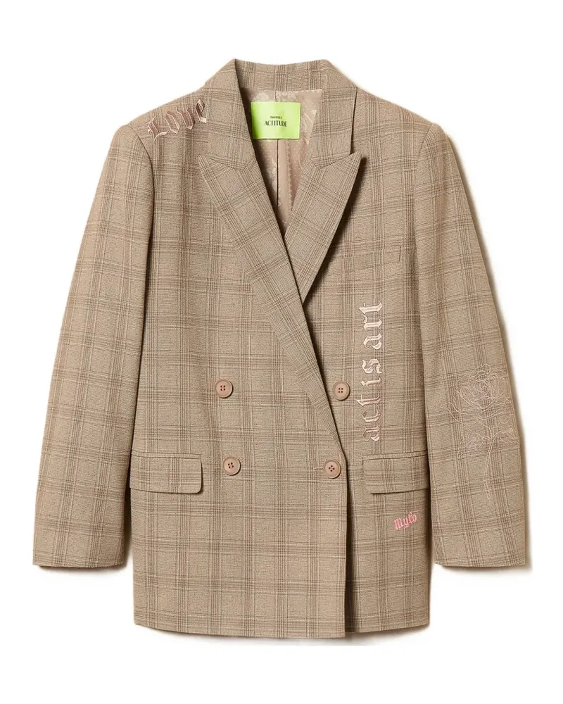 Twin-Set x Myfo checked blazer - Nude Nude