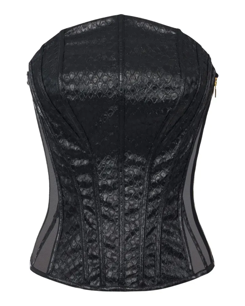 Elisabetta Franchi Bustier-Oberteil mit Schuppenmuster - Schwarz Schwarz