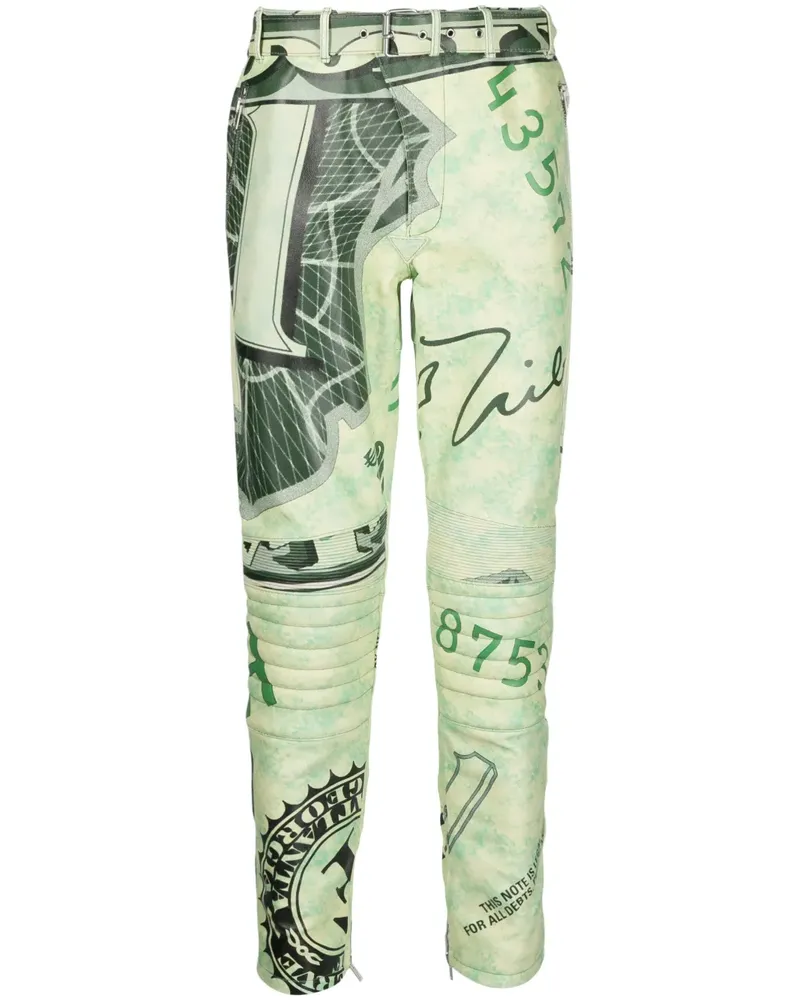Moschino Lederhose mit geradem Bein - Grün Grün