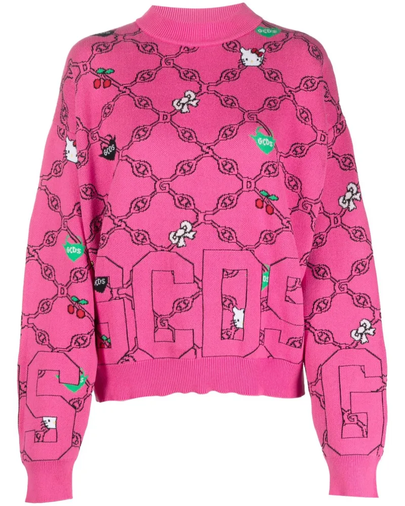 GCDS x Hello Kitty Intarsien-Sweatshirt Rosa