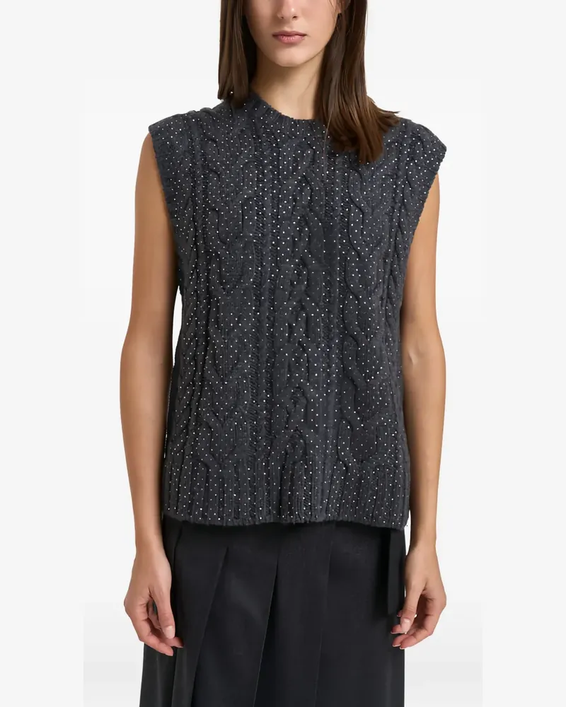 P.A.R.O.S.H. P.A.R.O H. Strassverzierter Pullover mit Zopfmuster - Grau Grau