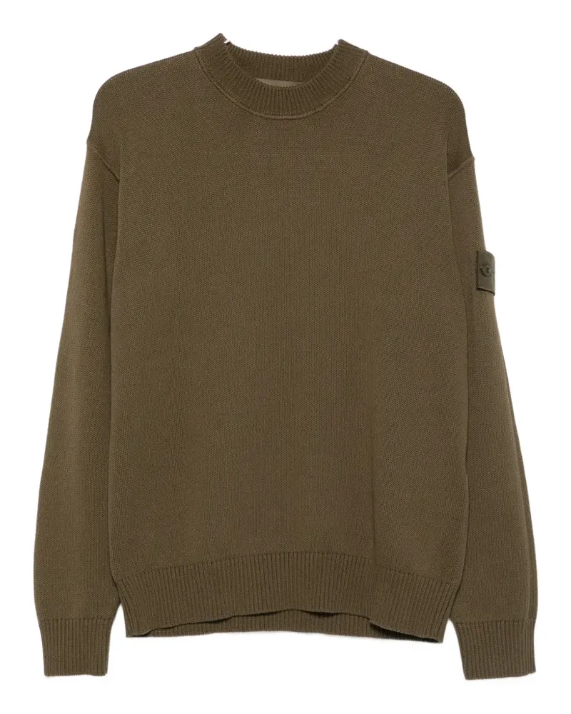 Stone Island logo-patch crew-neck sweater - Grün Grün