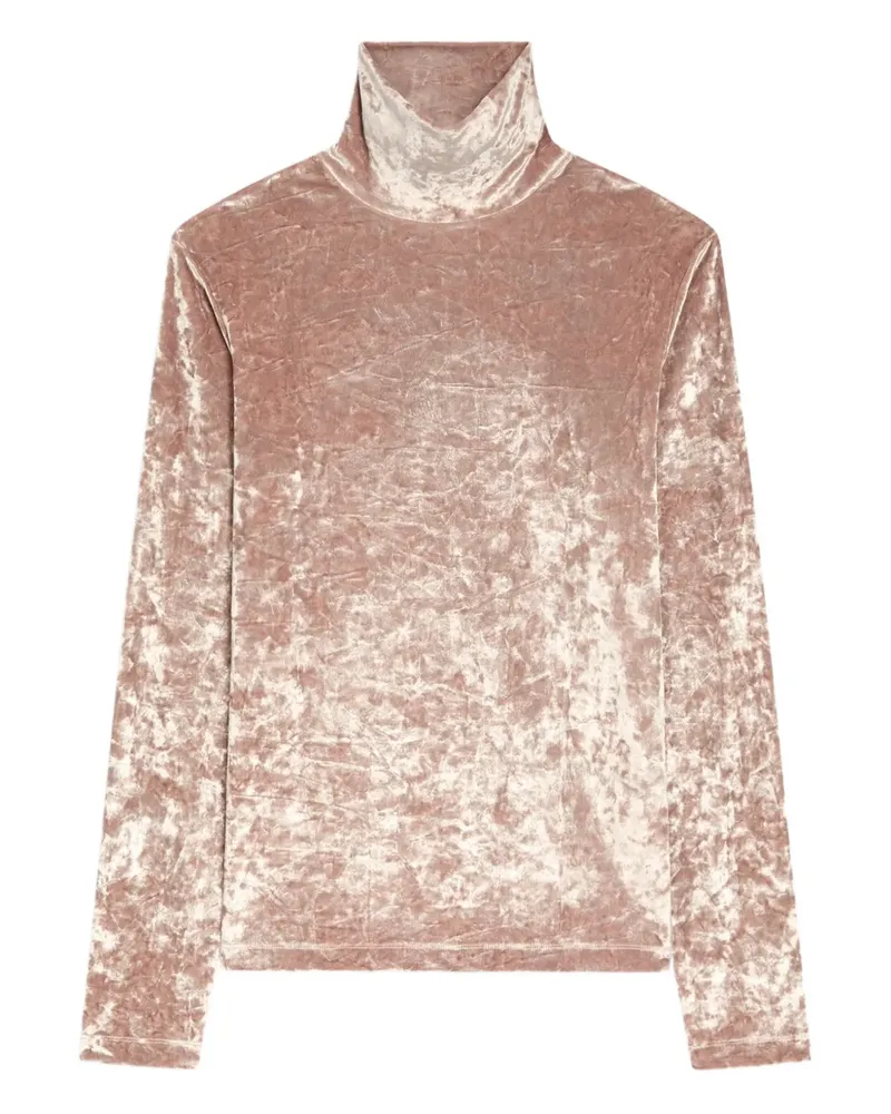 Dries van Noten T-Shirt aus Samt mit Stehkragen - Rosa Rosa